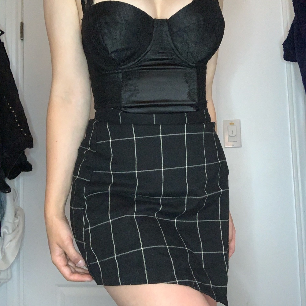 Black Grid Mini Skirt